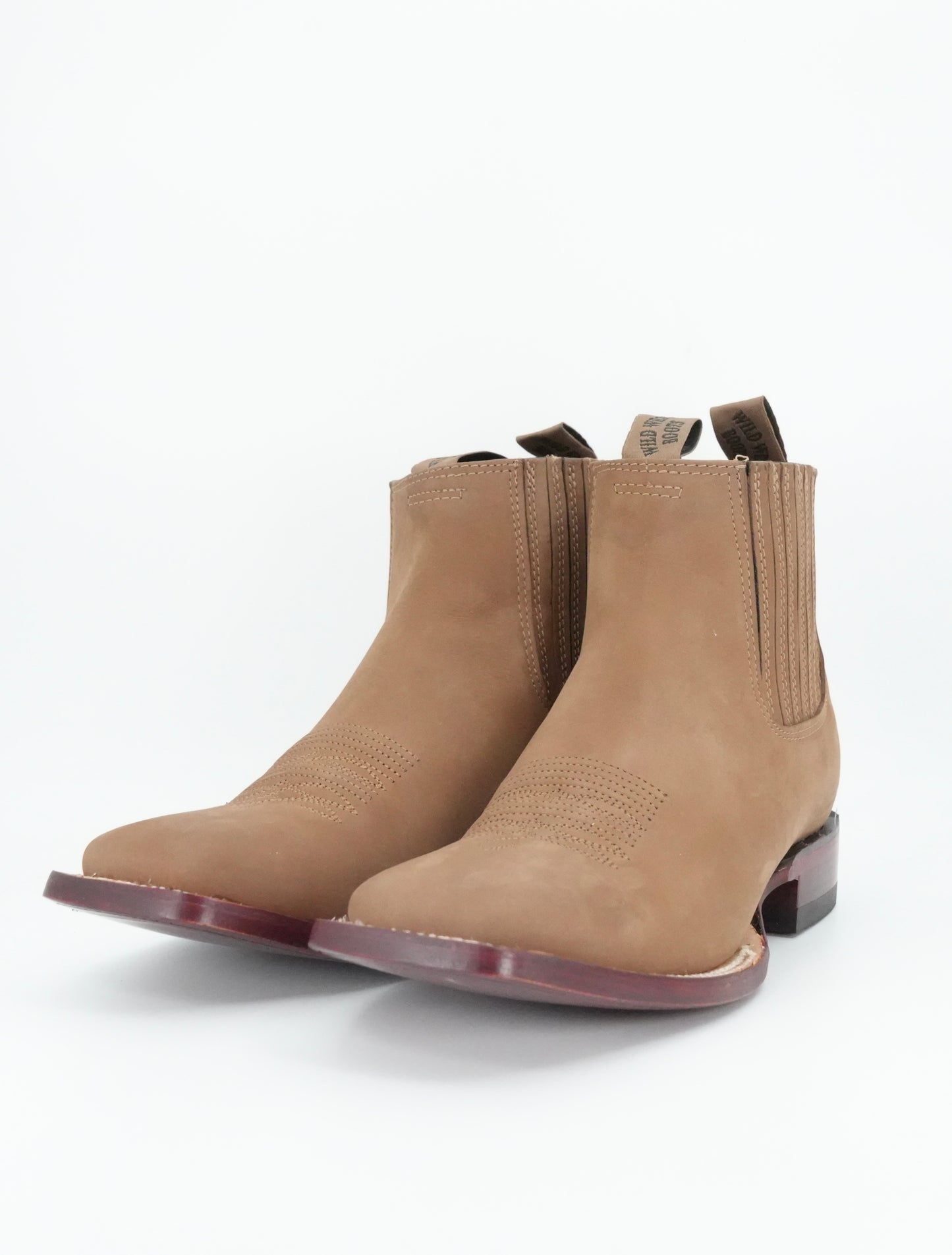 Wild West Men's Short Boot Wide Toe Nubuck - Taupe