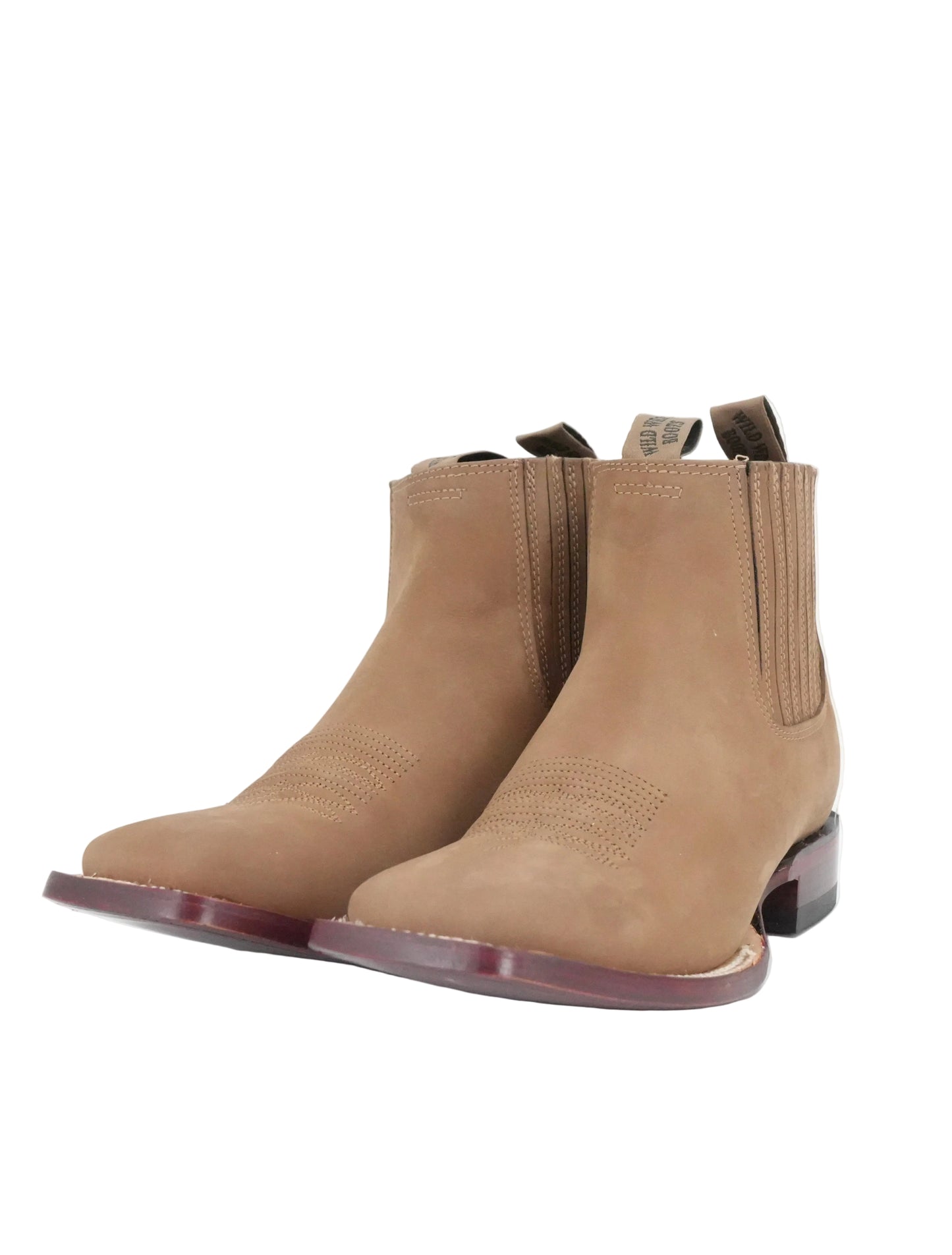 Wild West Men's Short Boot Wide Toe Nubuck - Taupe