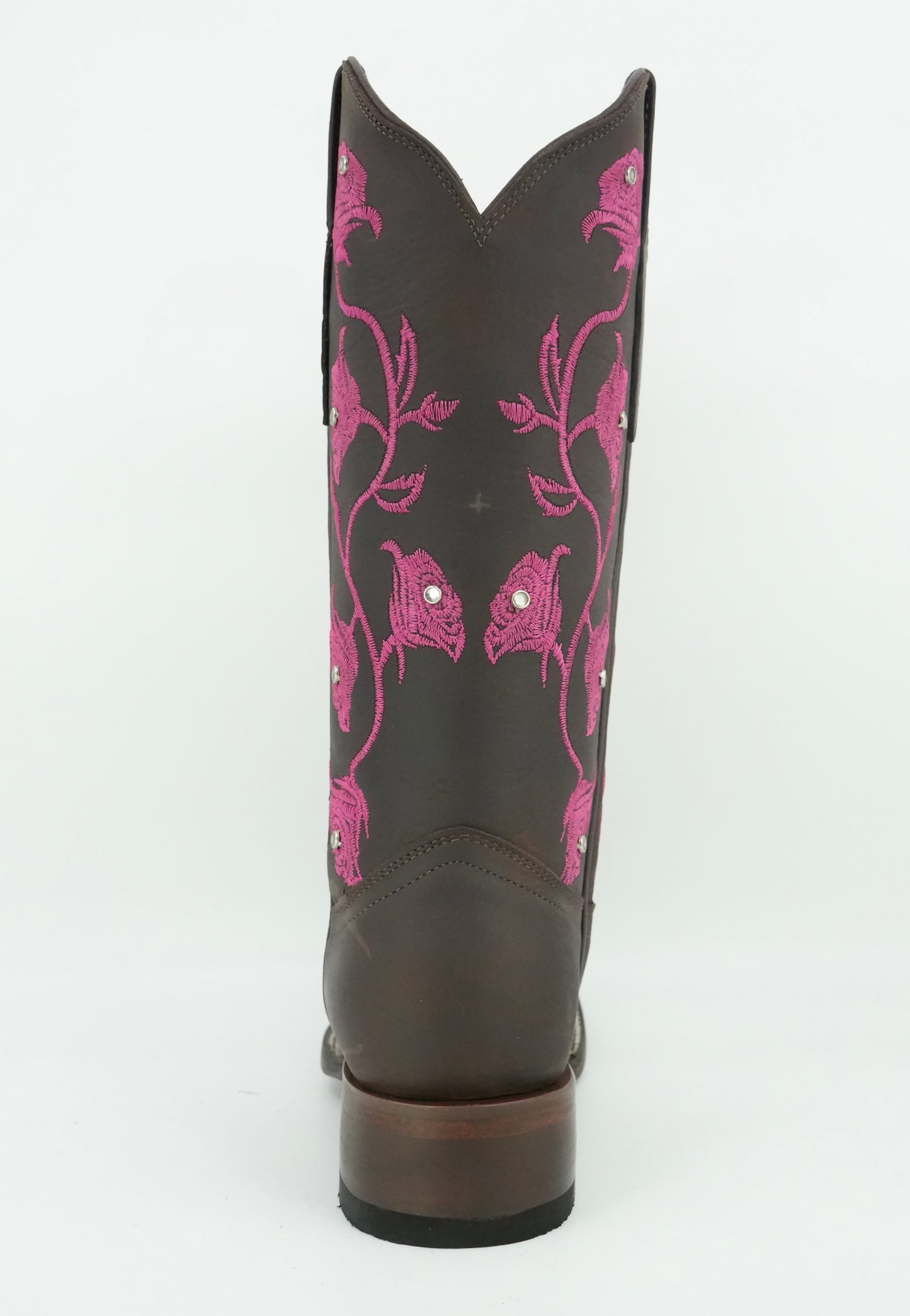 Quincy Women's Crazy Embroidered Brown/Pink Wide Square Toe Boot