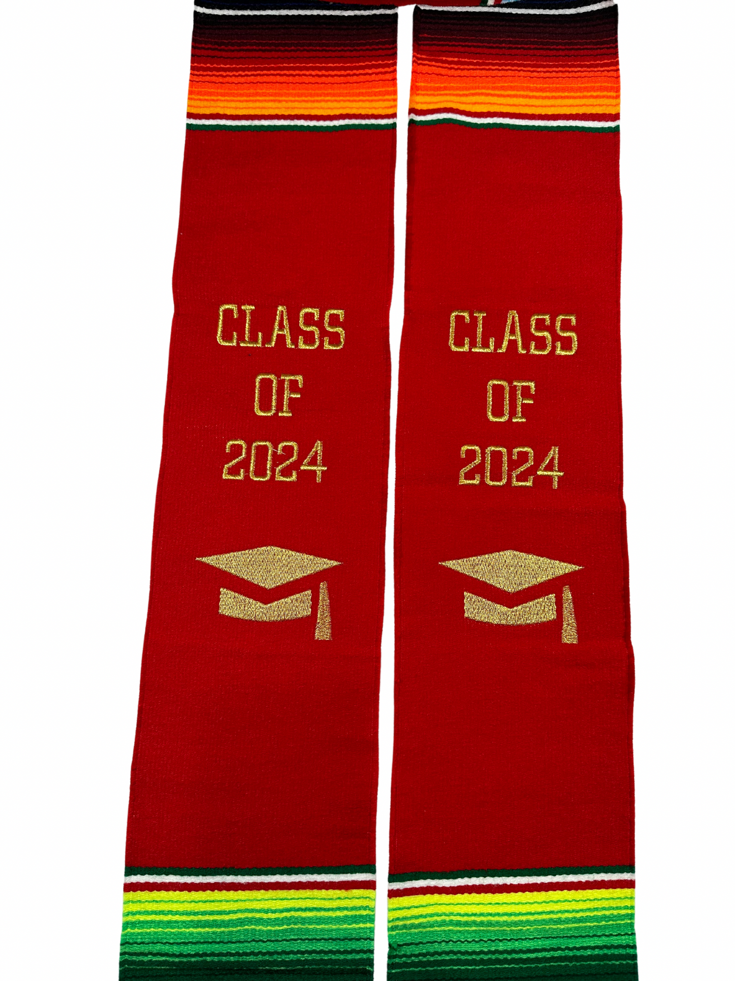 Graduation Stole Class of 2024 Mexican Serape Red
