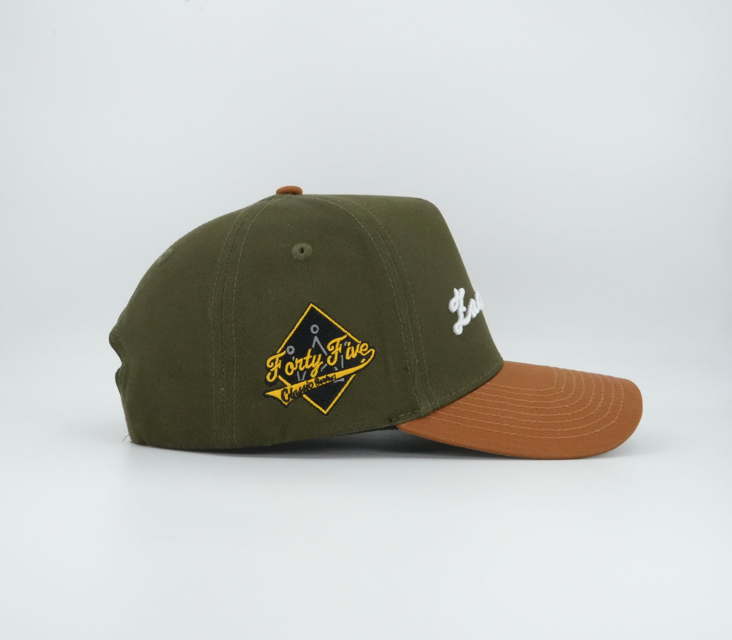 45 Cursive Trucker Cap Olive-Brown
