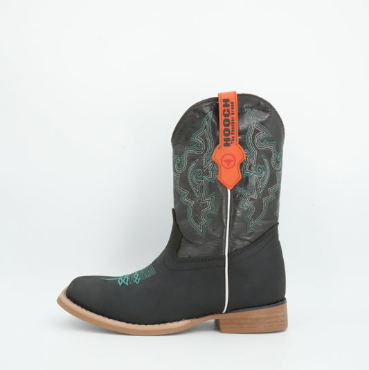 Hooch Kid's Dark Brown & Teal Stitched Boots