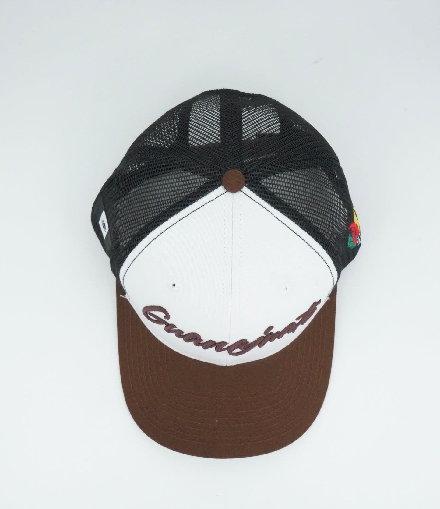 45 Cursive Trucker Cap- White/Chocolate