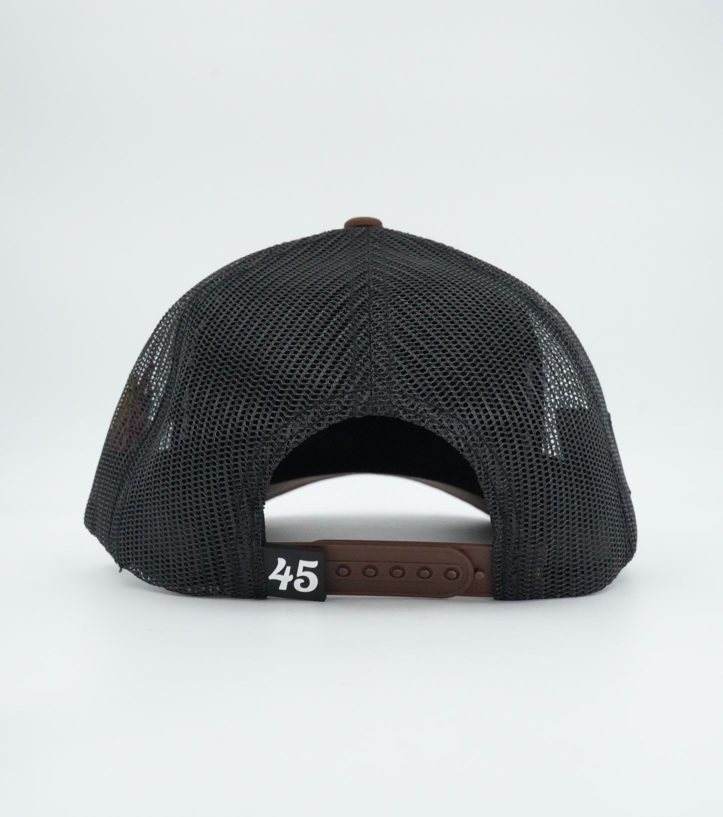 45 Cursive Trucker Cap- White/Chocolate