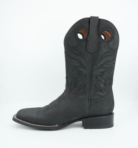 Circle G Men’s Crazy Leather Black Wide Square Toe Boot