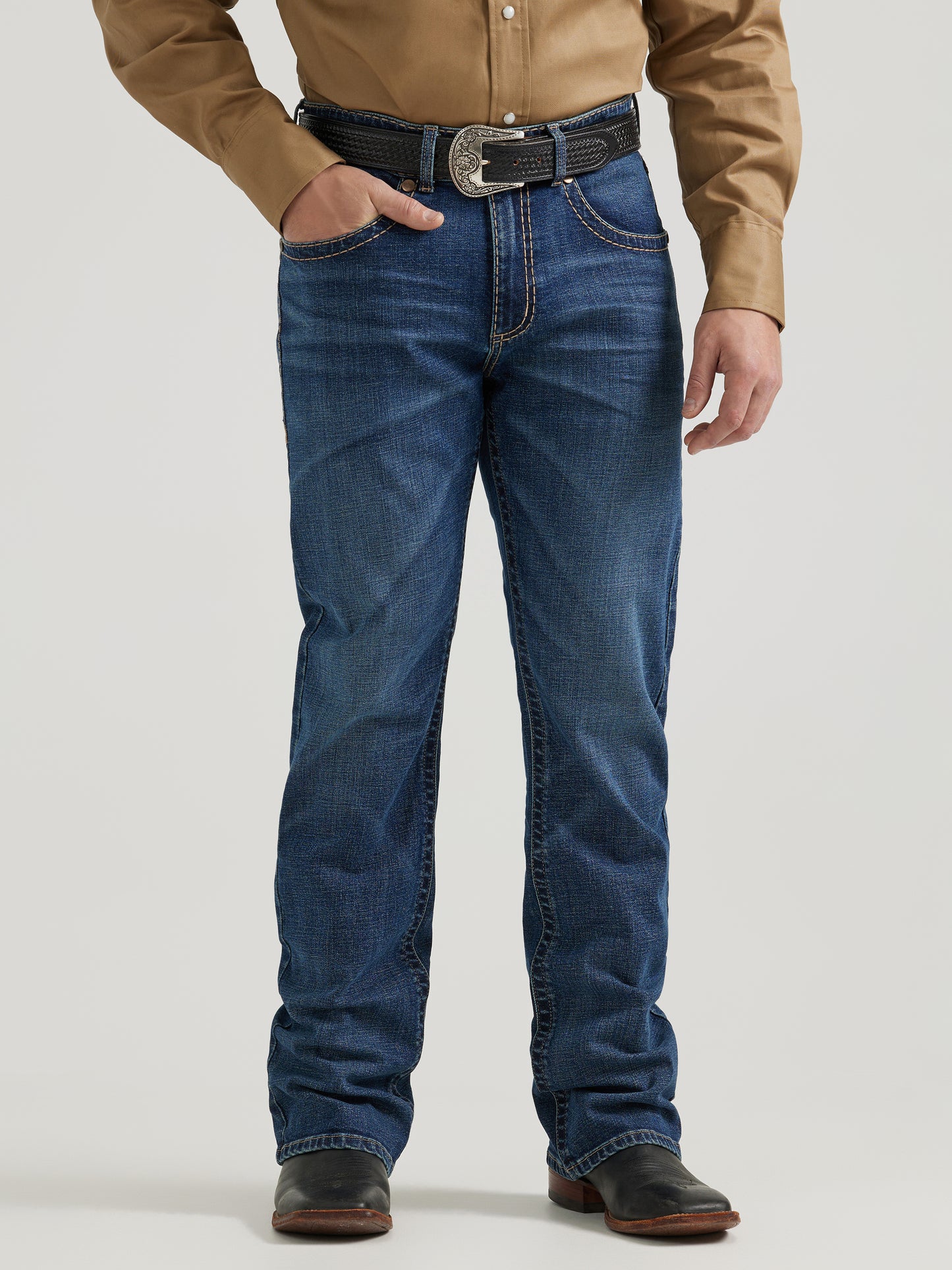 Rock 47 By Wrangler Men's Dark Blue Slim Fit Bootcut Jean