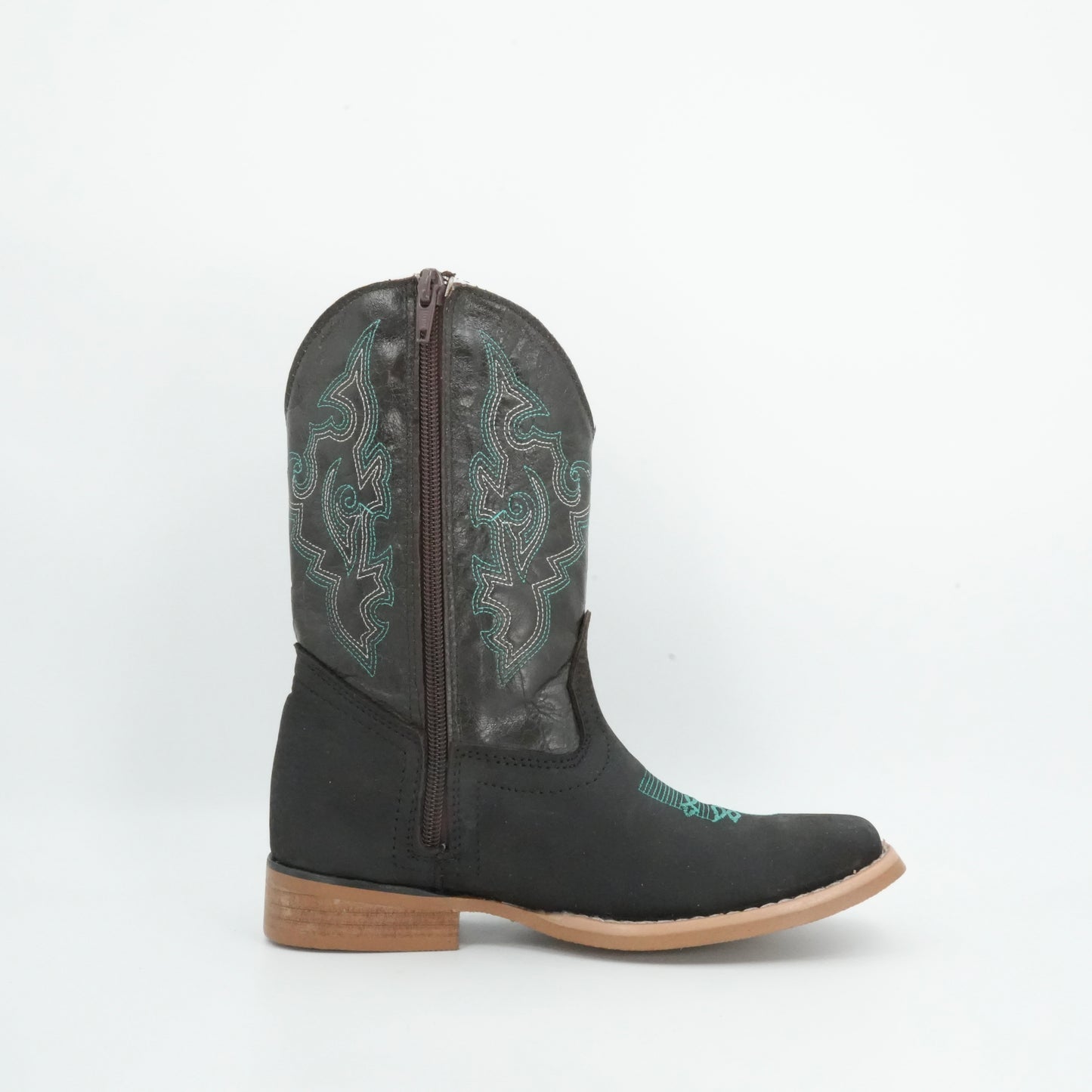 Hooch Kid's Dark Brown & Teal Stitched Boots