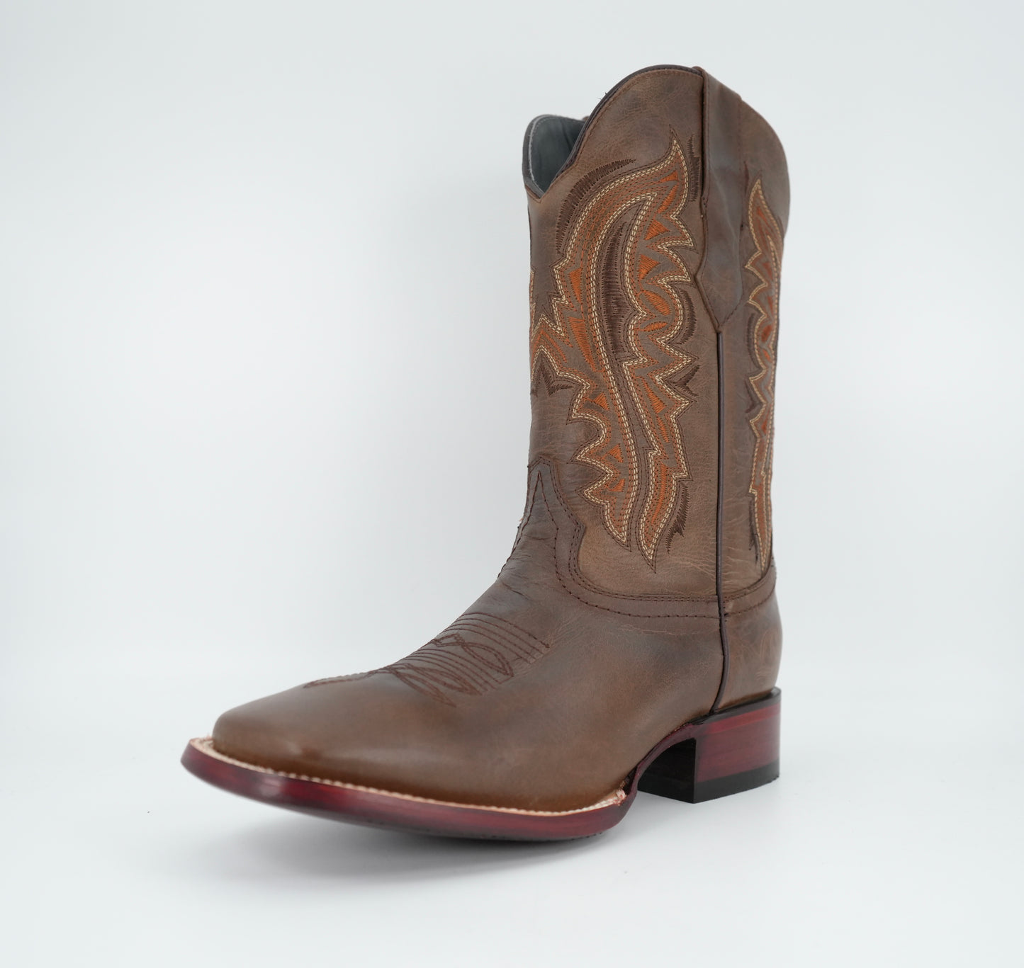 Los Angeles Men’s Walnut Leather Wide Square Toe Boot
