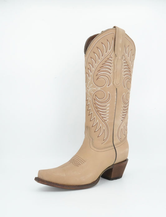 Circle G Women’s Sand Cowhide Embroidery Snip Toe Boot