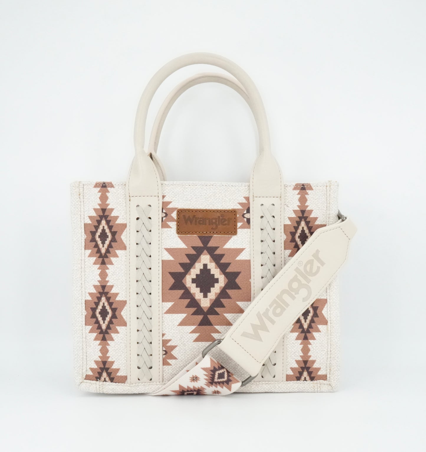 Wrangler Aztec Pattern Dual Sided Print Canvas Tote Beige