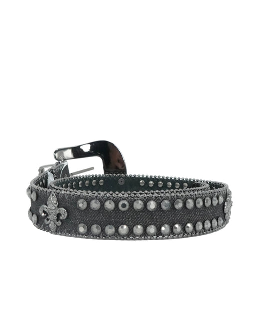 Nomad Women's Denim Rhinestone Beaded Belt - Black