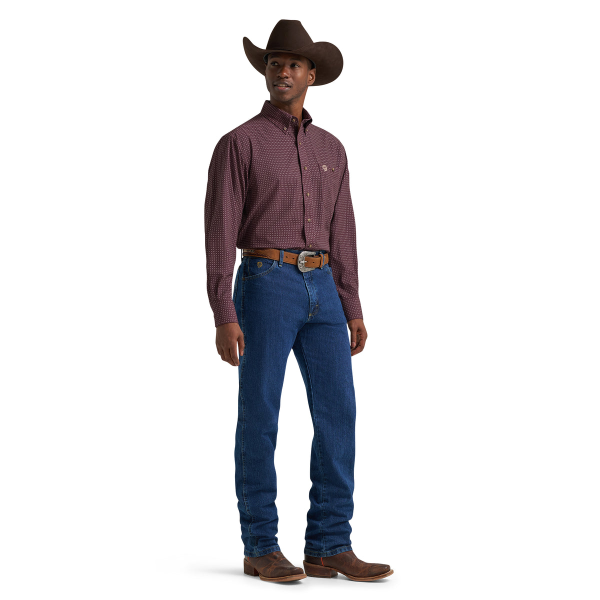 Wrangler Men's George Straight Performance Button Down Shirt - Wine
