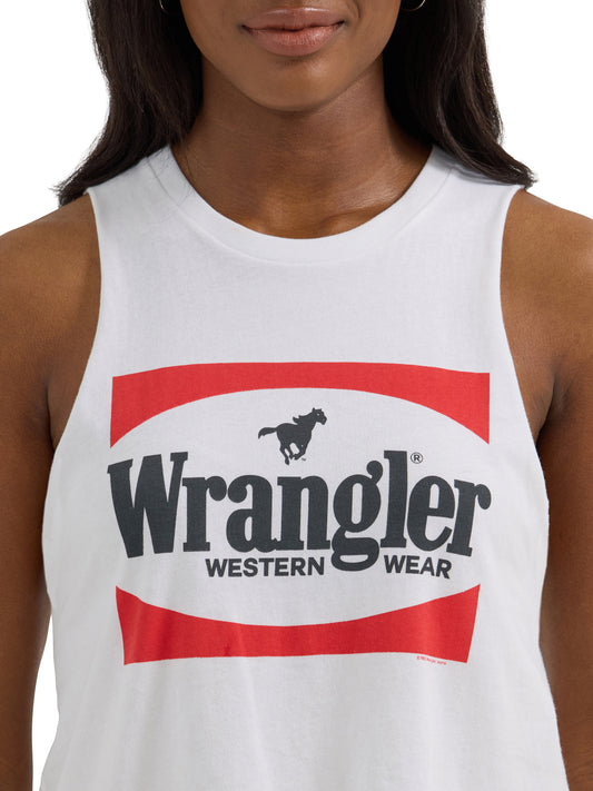 Wrangler Women's Festival Crop Graphic Tank Top-White