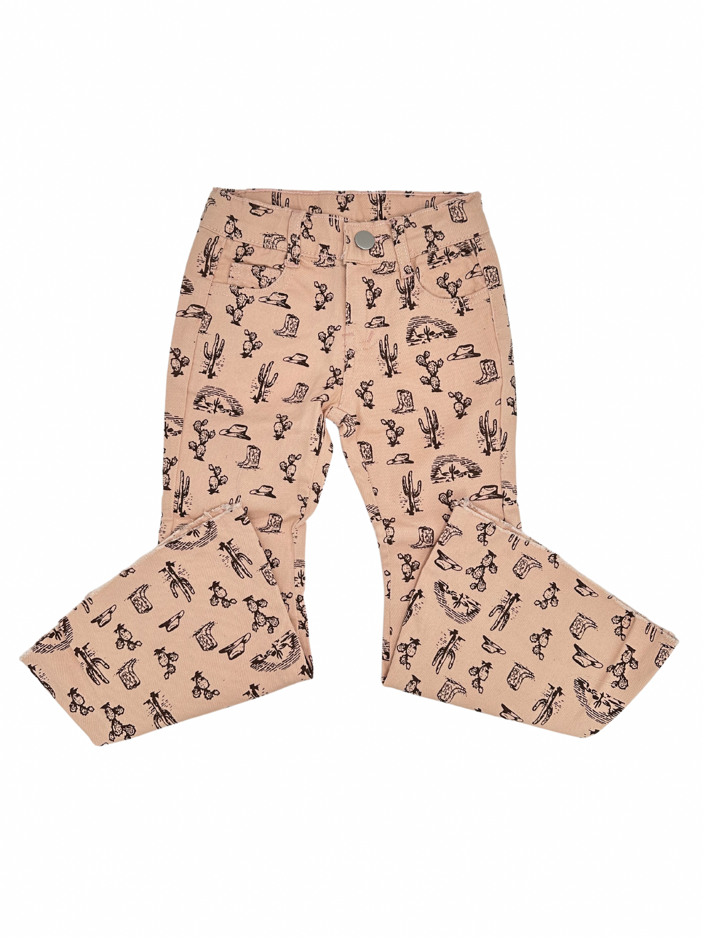 Girl's Pink Desert Cowboy Design Flare Jeans