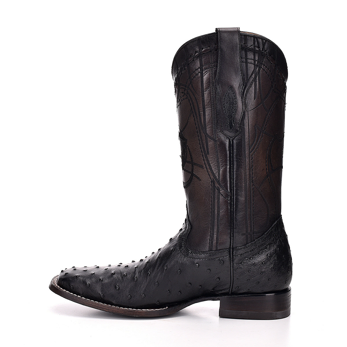 Cuadra Men's Black Genuine Ostrich Leather Square Toe Boot