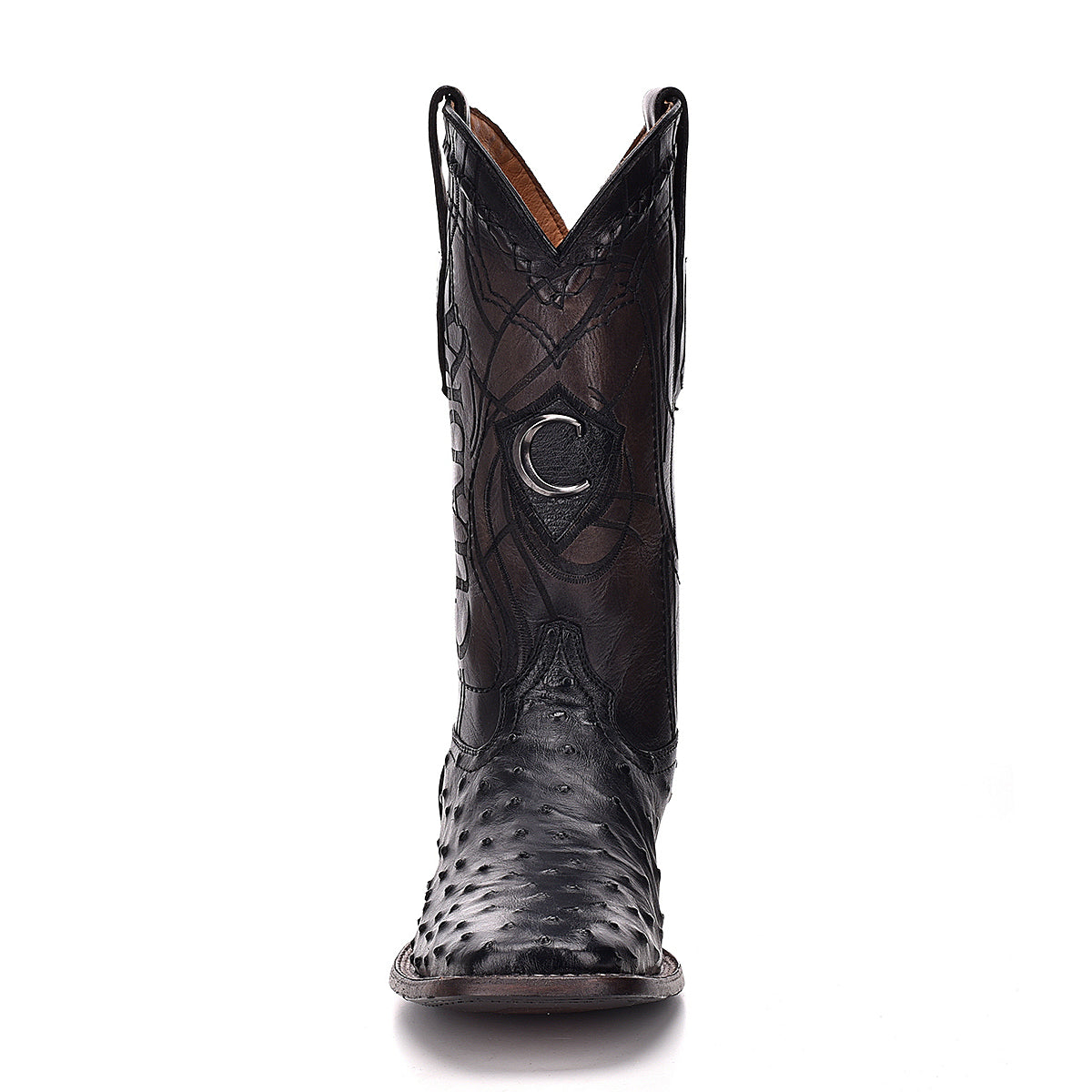 Cuadra Men's Black Genuine Ostrich Leather Square Toe Boot
