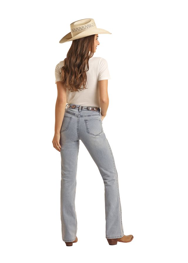 Rock & Roll Women's Denim High Rise Stretch Light Blue Bootcut Jean