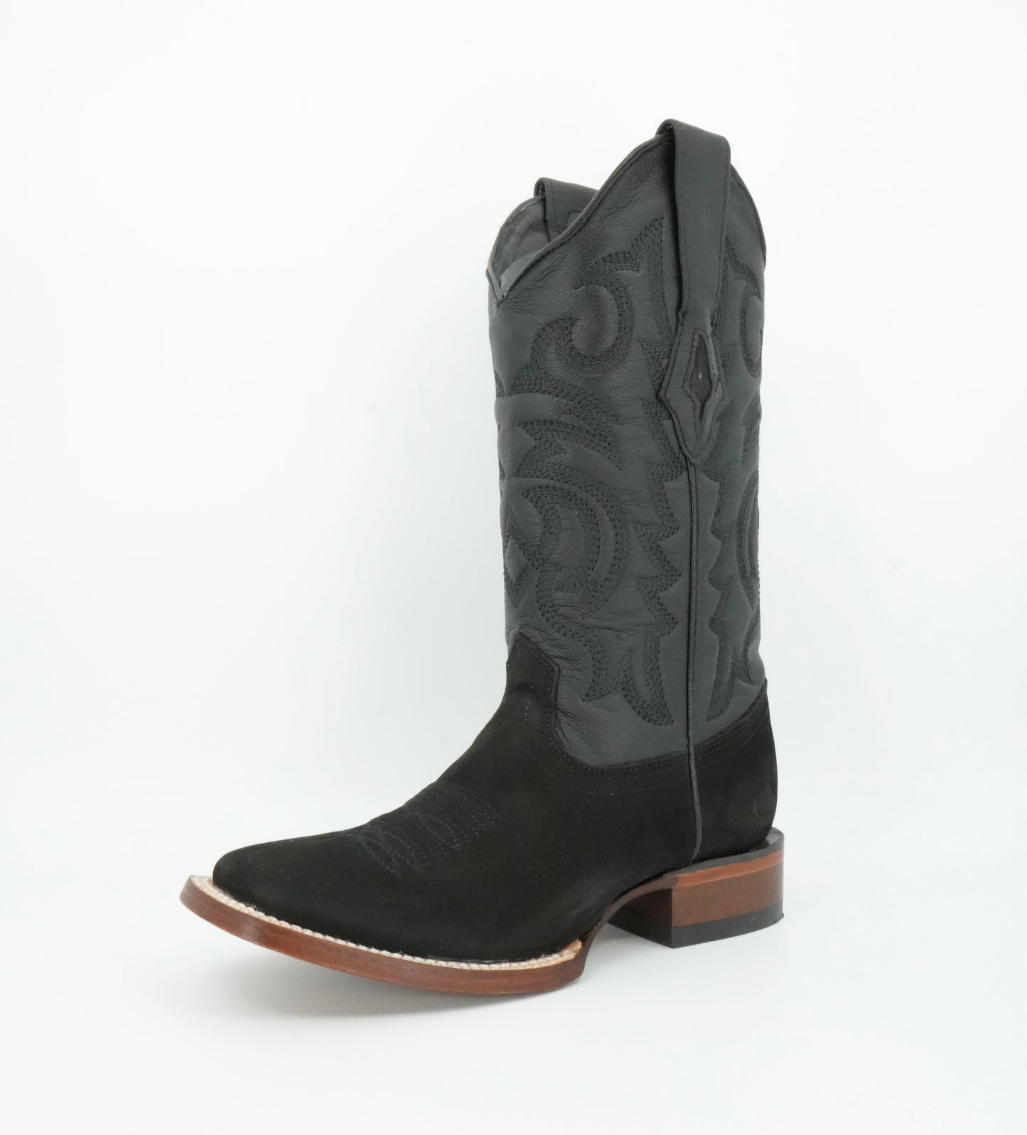 Bota negra con punta cuadrada Nobuk para mujer de Wild West