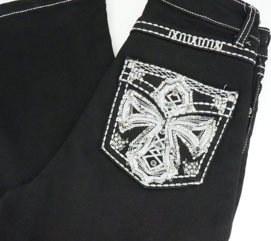 Miranda Black Bling Cross Pocket Bootcut Jean