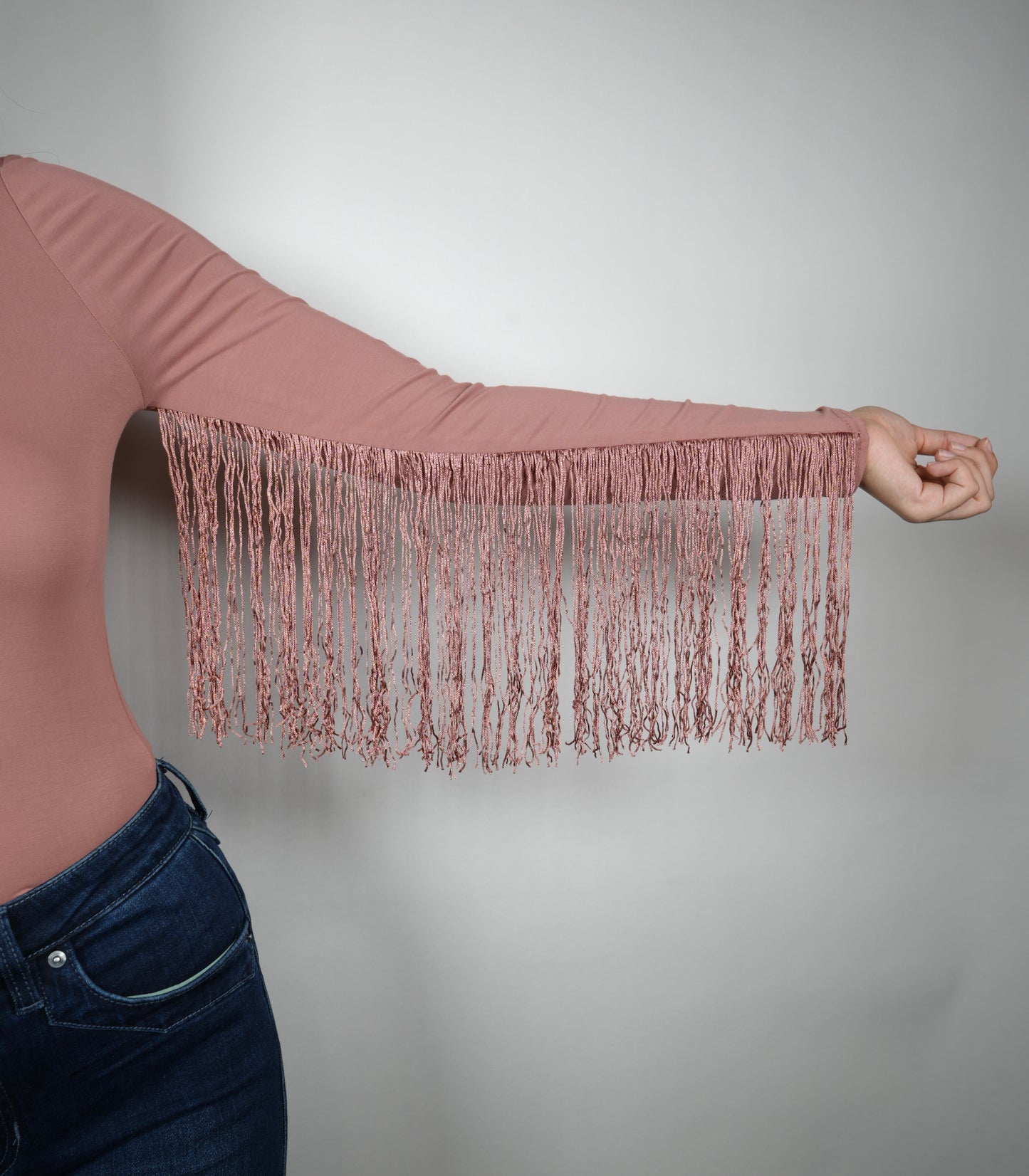 Blue B Women's One Shoulder Fringe Bodysuit - Amber Brown