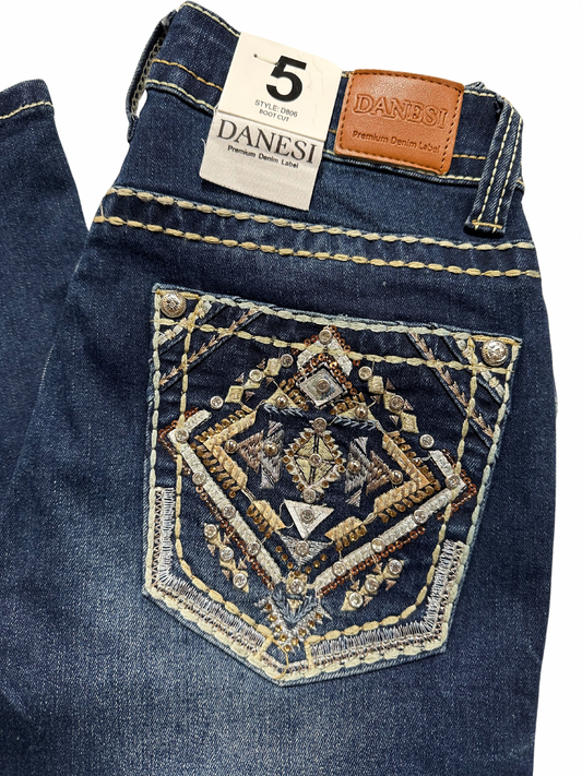 Danesi Blue Bling Gold Pocket Bootcut Jean