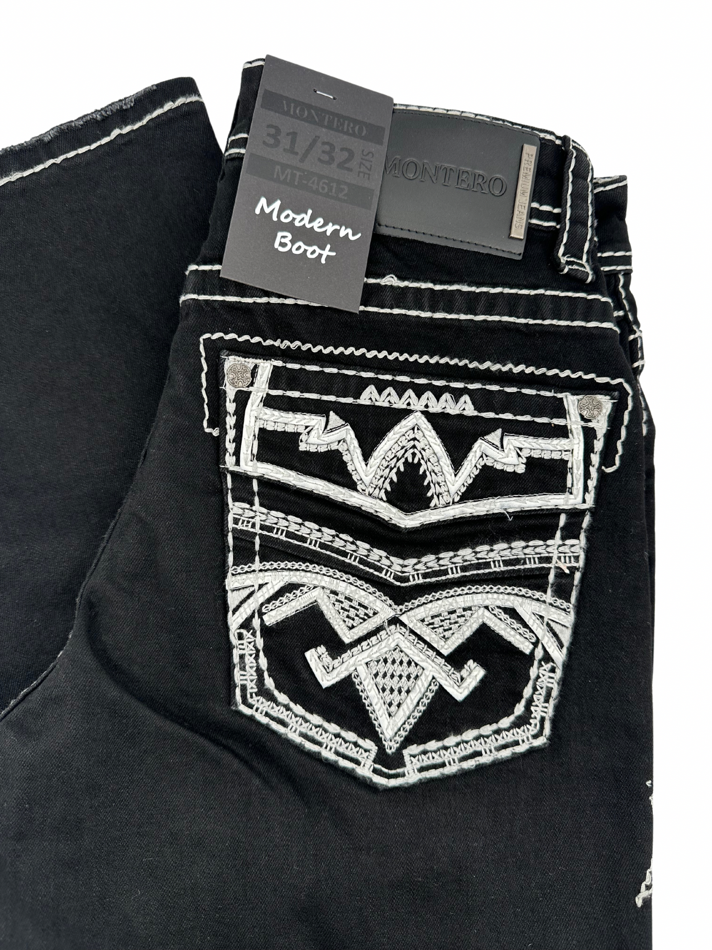 Montero Denim Ace Stitched Pocket Black Modern Boot Jean