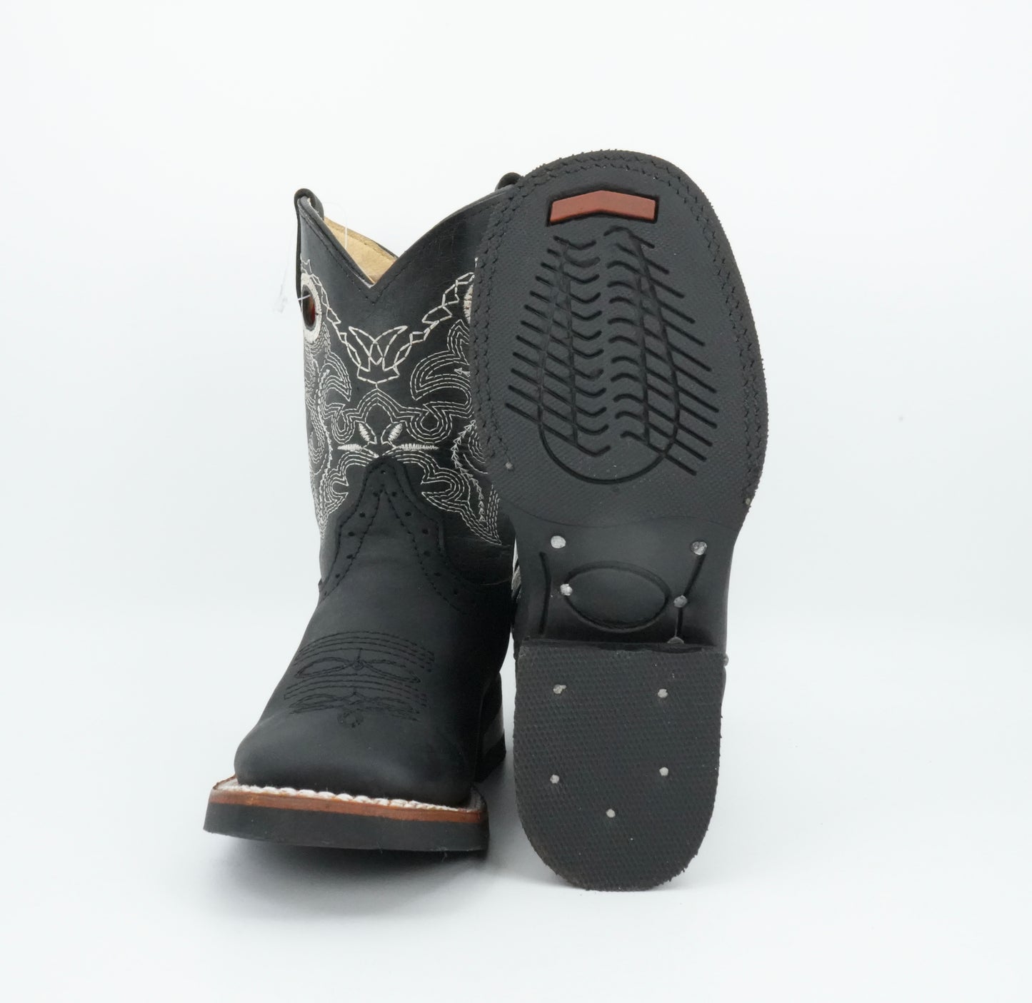 Quincy Kid's Crazy Black Square Toe Boot