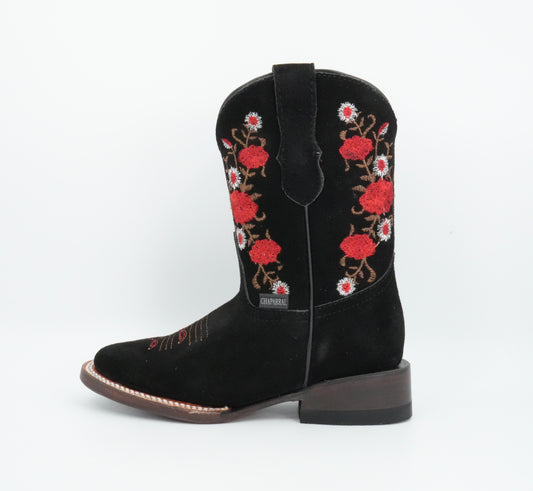 Chaparral Kid’s Nobuck Floral Black Boot