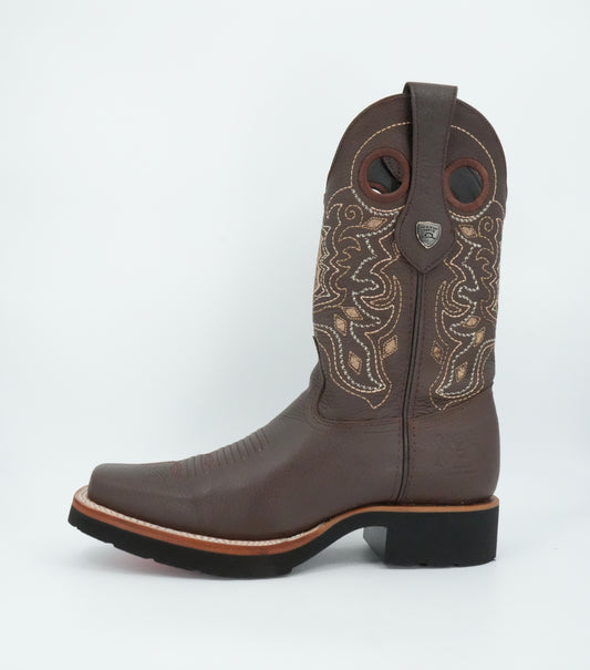 Wild West Men’s Grisly Brown Leather Square Toe EVA Sole Boot