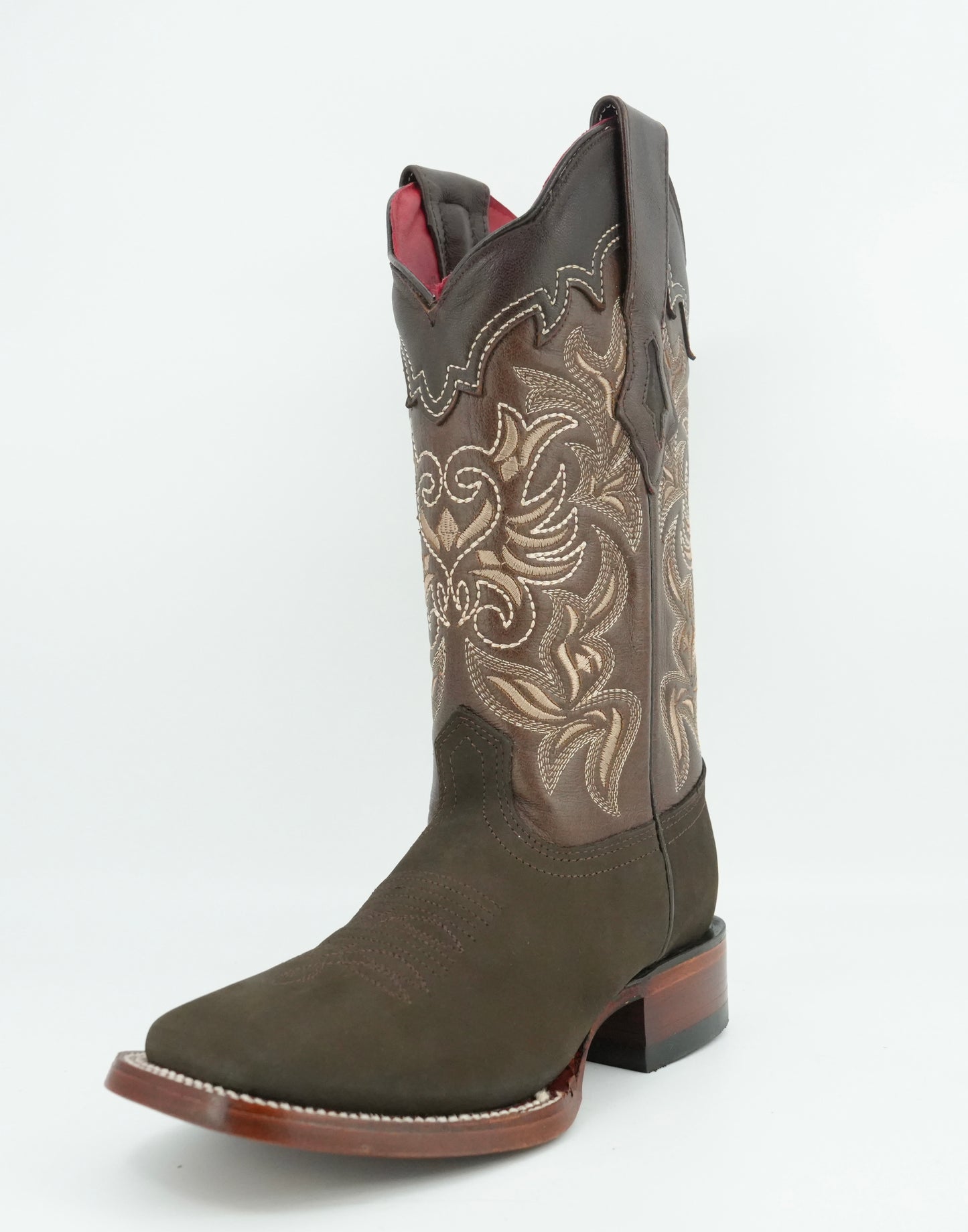 Los Altos Women’s Nobuck Dark Tabacco Wide Square Toe Boot