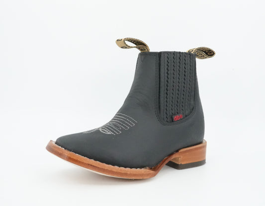 Besserro Kid's Grasso Leather Black Short Boot
