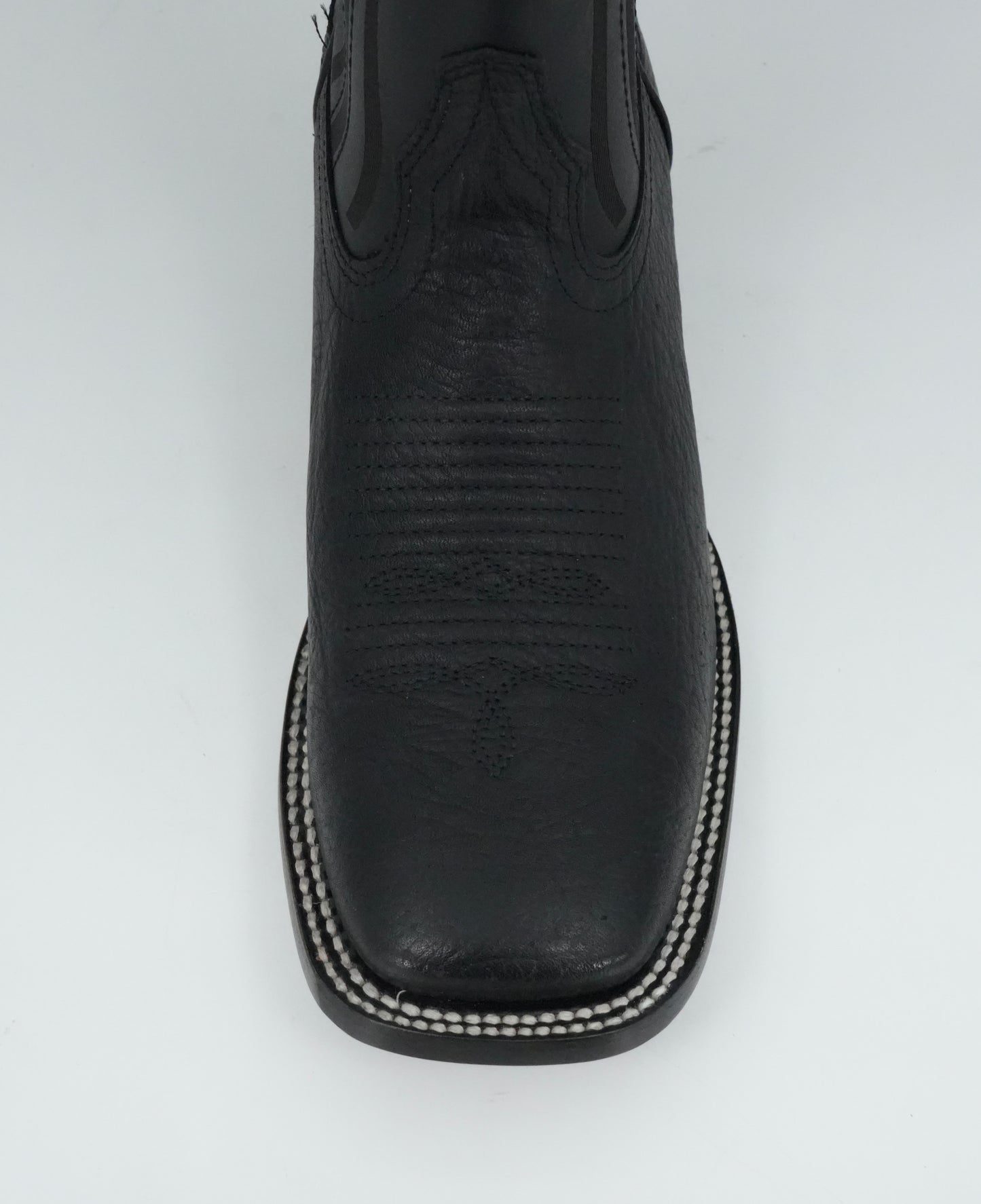 Wild West Men's Laser Bull Shoulder Black Wide Square Toe Boot