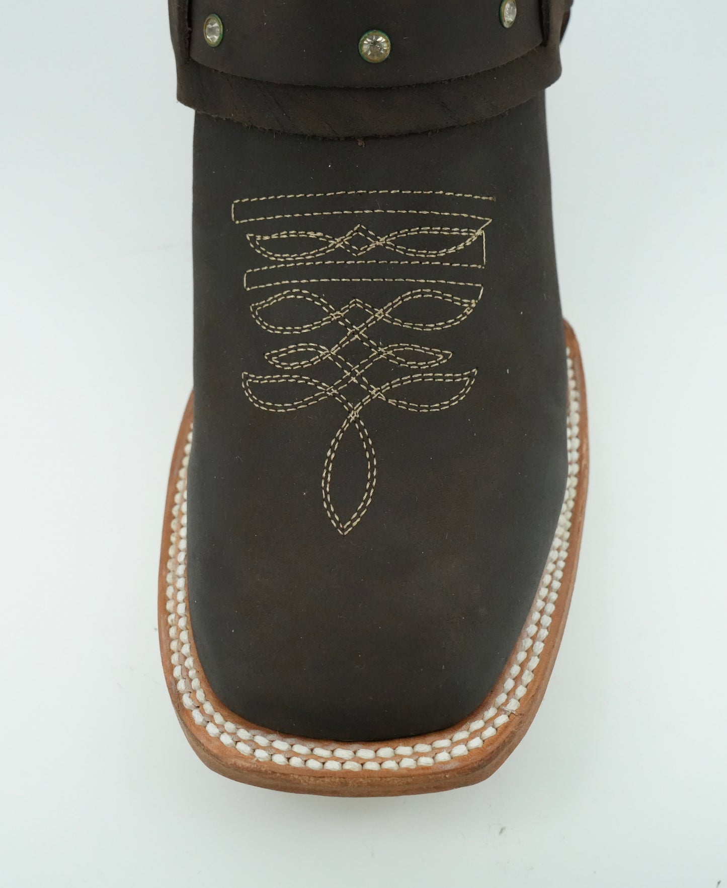 La Sierra Women's Chocolate Embroidered Strapped Square Toe Boot