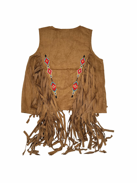 Girl's Brown Southwestern Suede Fringe Vest