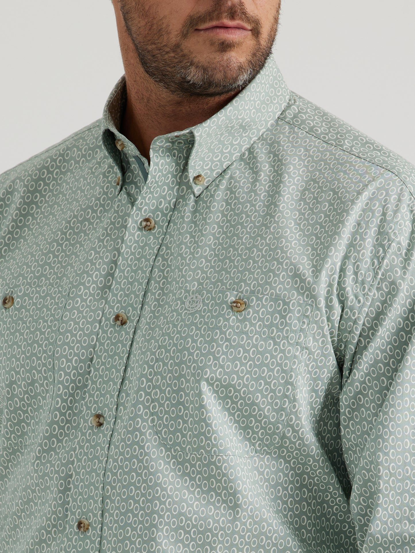 Wrangler Men's George Strait Grey Smoke Long Sleeve Button Down Shirt