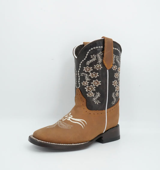 Quincy Kid’s Crazy Flower Embroidery Tang Boot