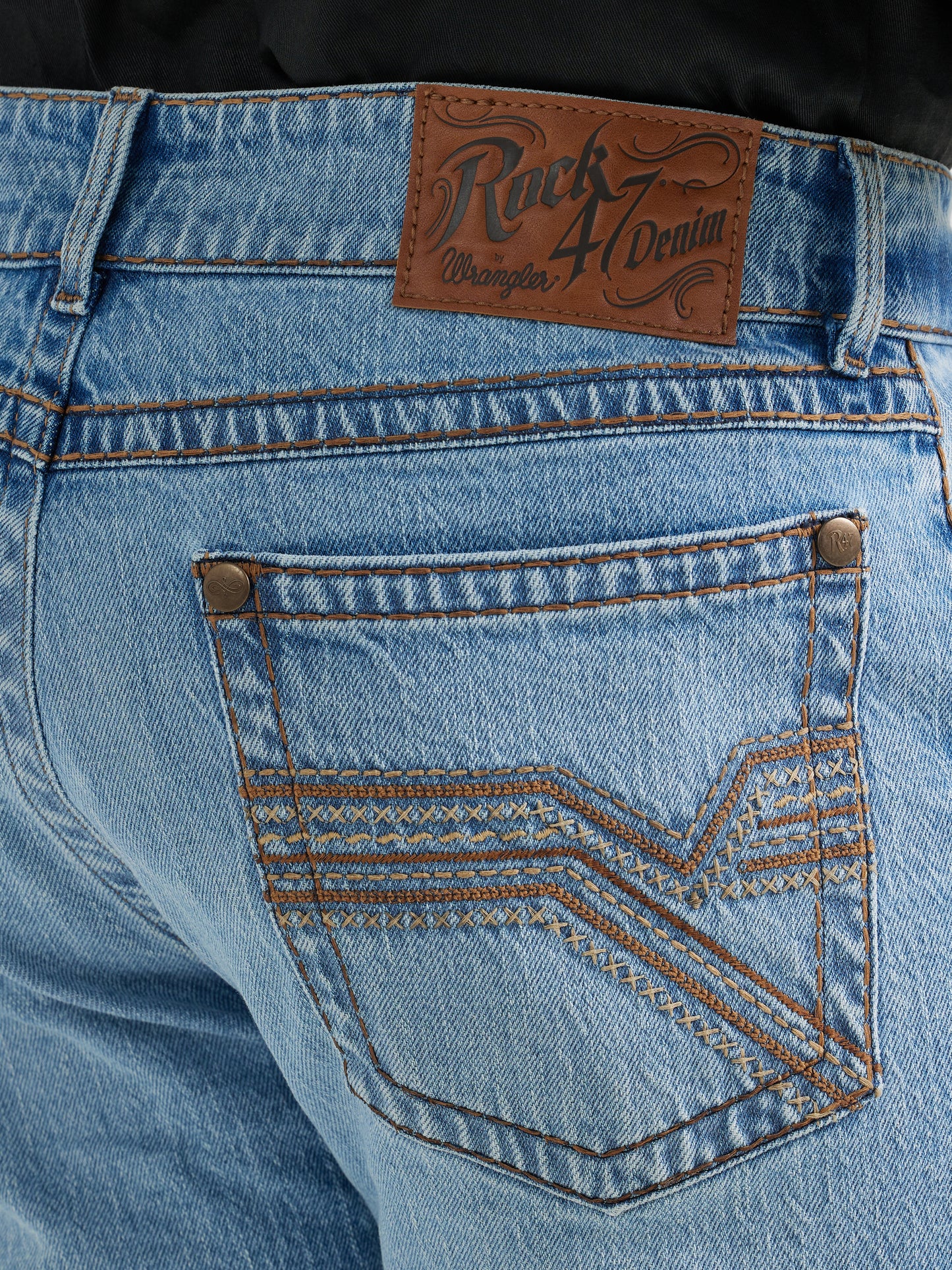 Rock 47 By Wrangler Men's Light Blue Slim Fit Bootcut Jean