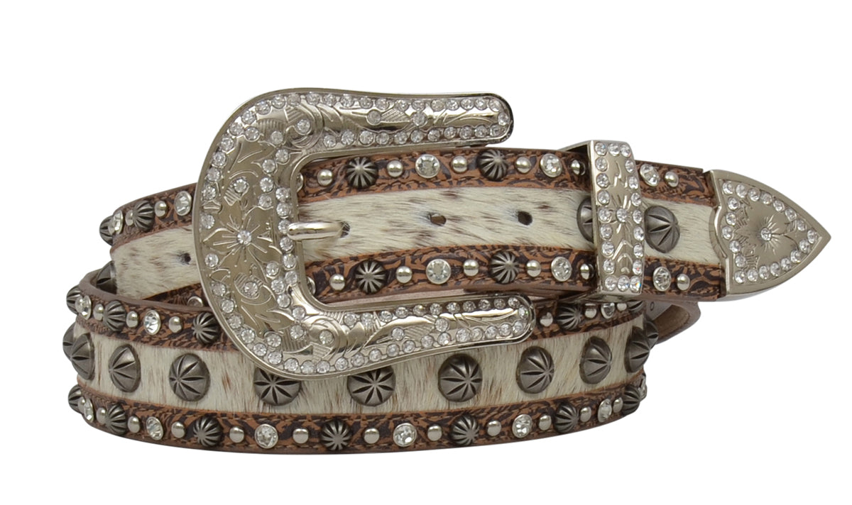 Angel Ranch Cow Hair Embroided Beaded Belt