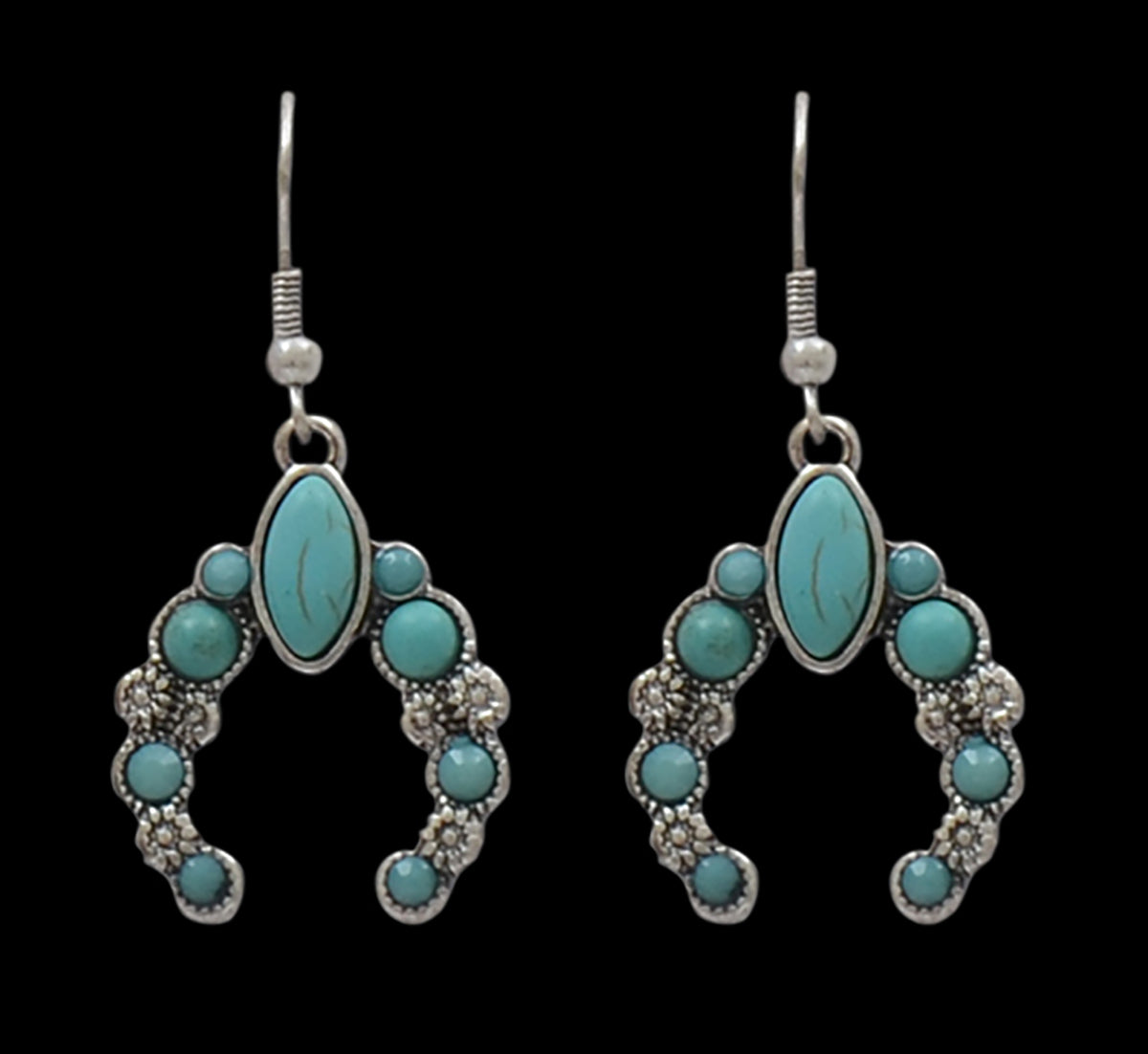 Silver Strike Turquoise Gem Horseshoe Earrings