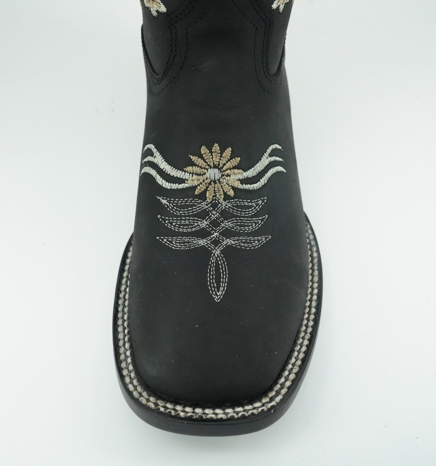 Centenario Women's Black Crazy Embroidered Floral Square Toe Boot