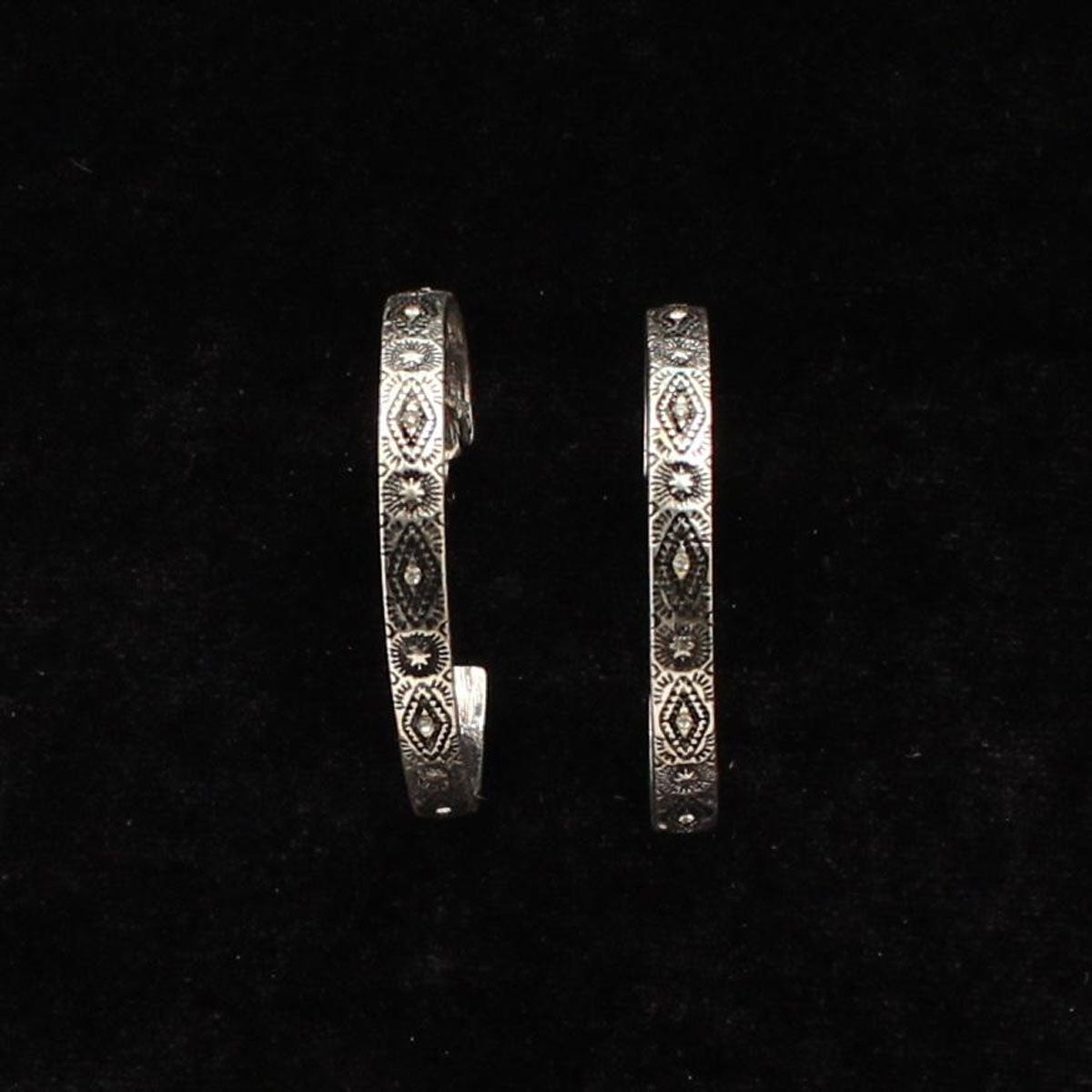 Silver Strike Tribal Hoop Earrings