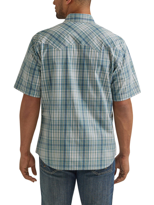 Wrangler Retro Men's Aqua Short Sleeve Western Snap Shirt