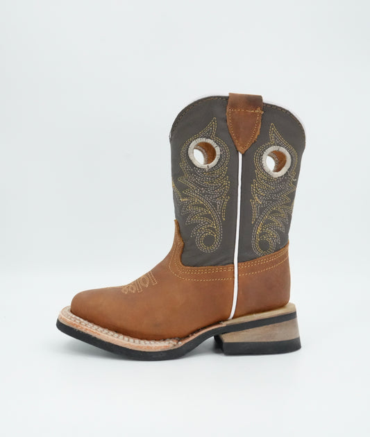 Black Stone Kid's Crazy Brown Square Toe Boot