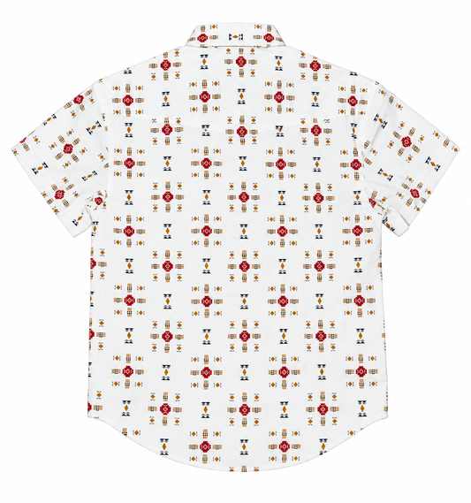 Panhandle Slim Boy's Short Sleeve Button Down Shirt - White/Tan