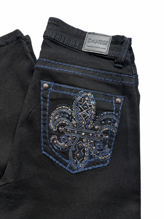 Danesi Black Bling Pocket Blue Bootcut Jean