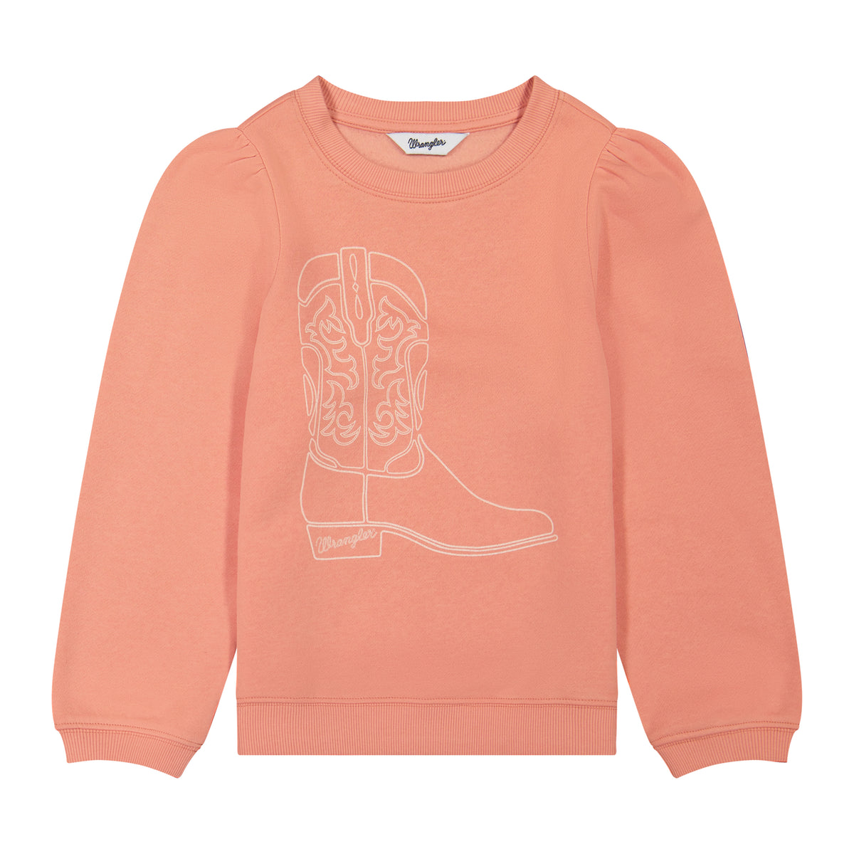 Wrangler Girl's Puff Sleeve Graphic Fleece Sweatshirt - Pink