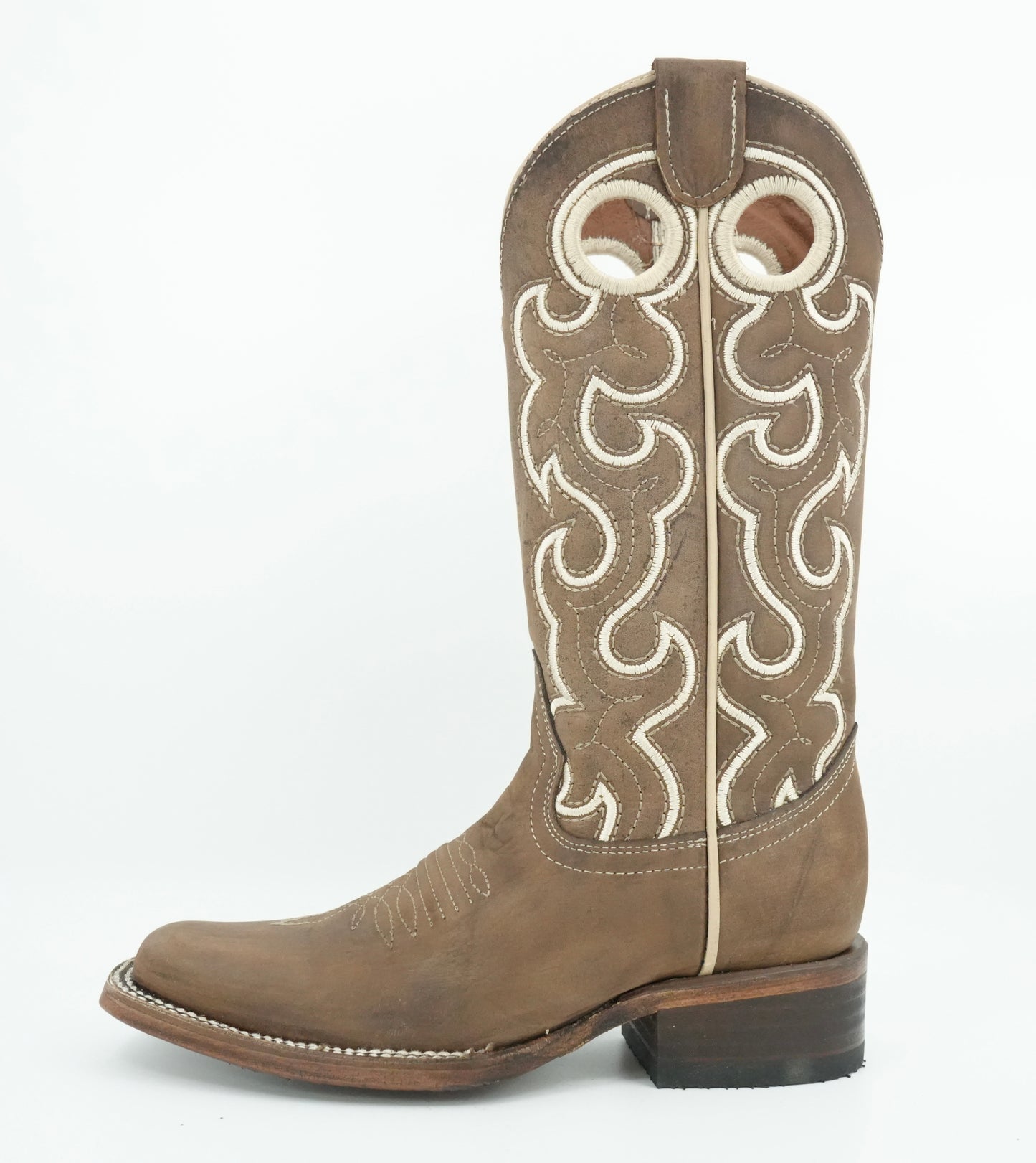 Circle G Women’s Chocolate Rustic Crazy Semi Square Toe Boot