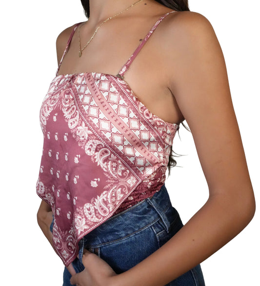 Rock & Roll Denim Women's Bandana Tank Top - Burgundy