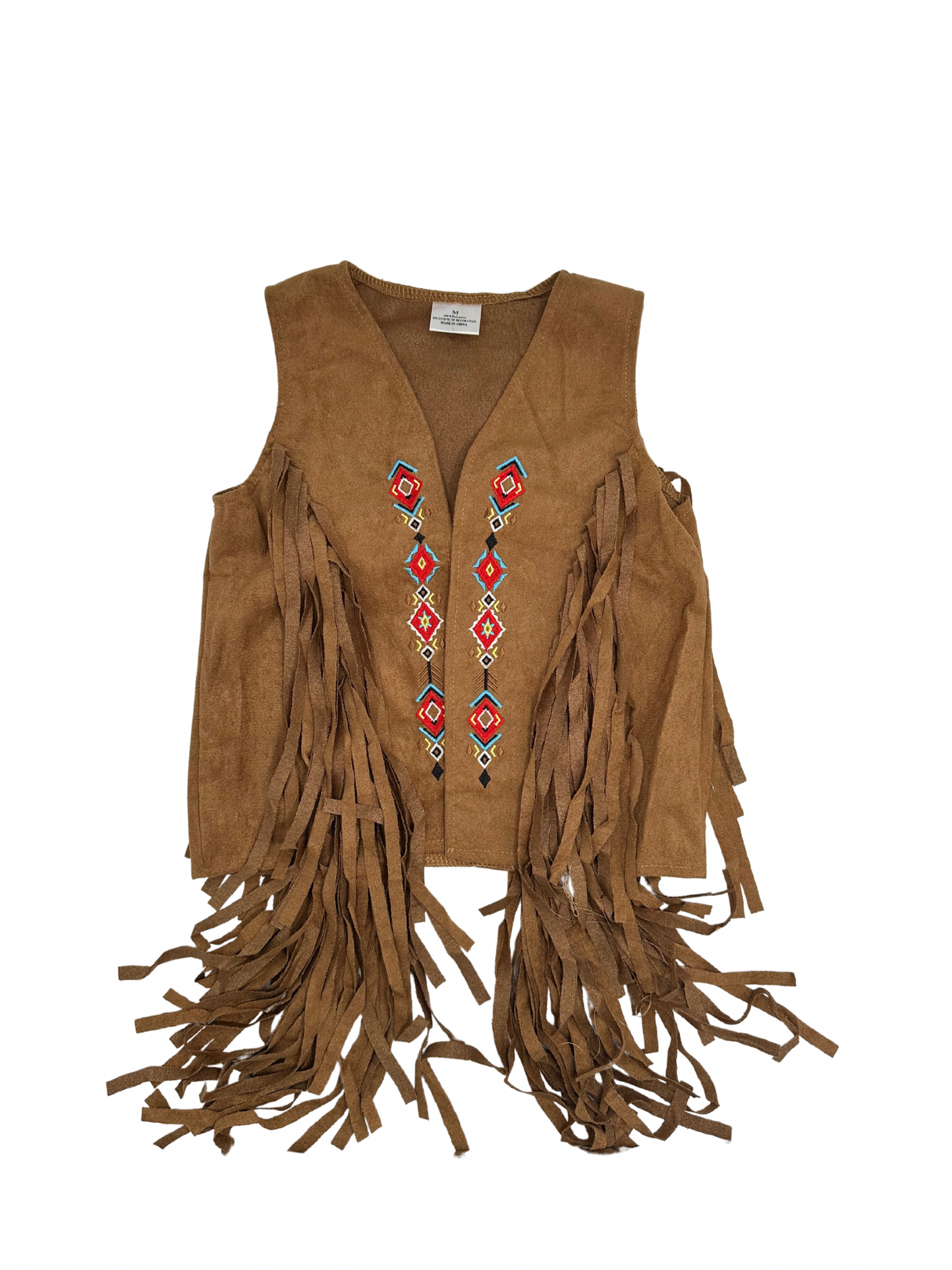 Girl's Brown Southwestern Suede Fringe Vest