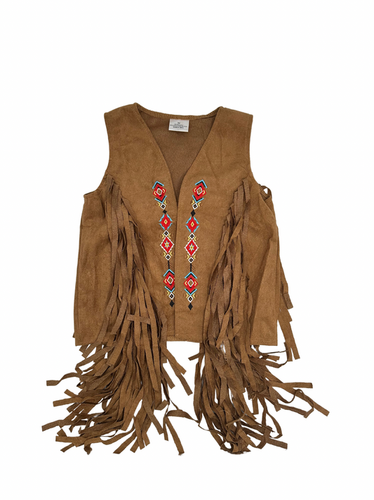 Girl's Brown Southwestern Suede Fringe Vest